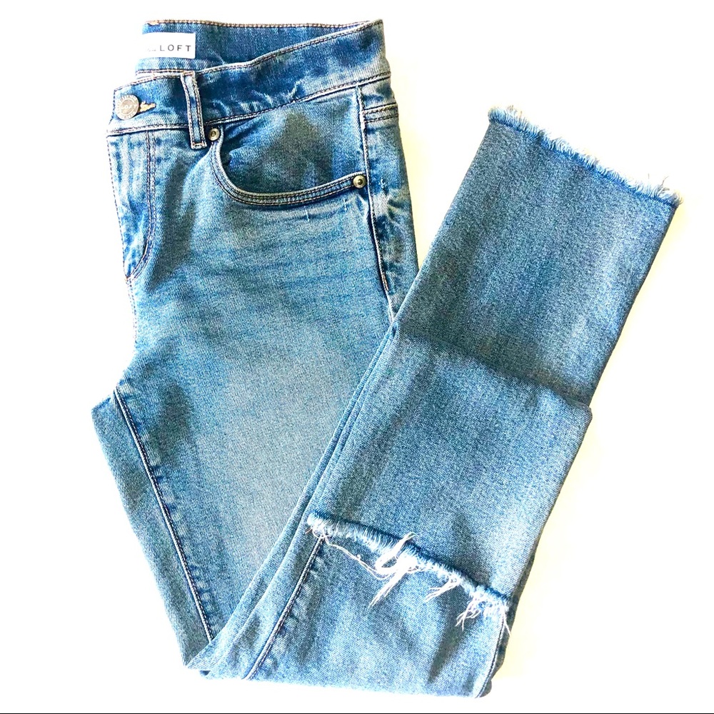 LOFT Modern Straight Leg Destructed Jeans